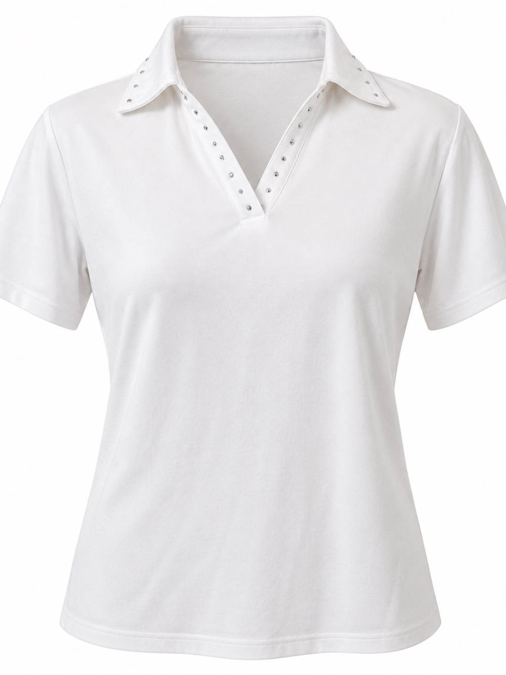 Tradition Country Collection White Studded Collar Polo Top Size S